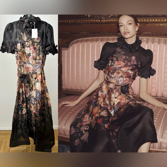 Zimmermann Dresses & Skirts - NWT Zimmermann Dress | Zimmermann Luminosity Midi Dress 3D Floral (AU 3/ US 10)